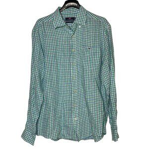 Vineyard Vines Classic Fit Tucker Shirt Checked Linen Sz LG Preppy Beach